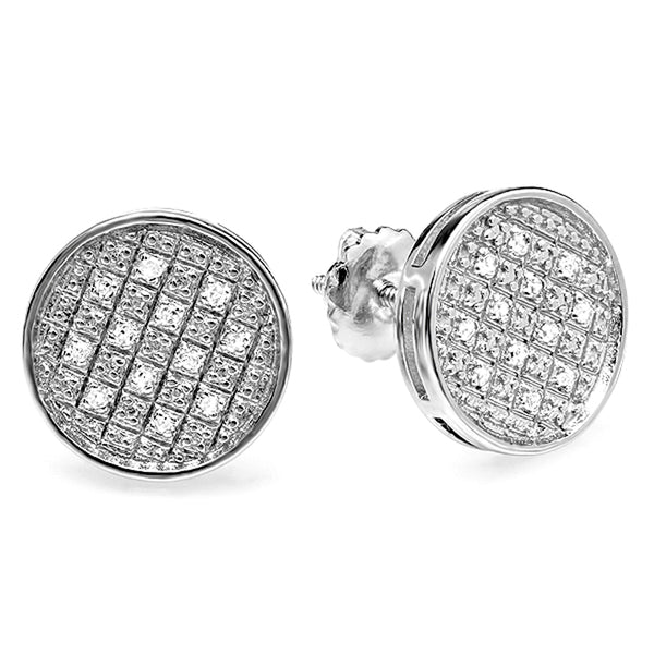 Diamond Stud Earrings in Platinum Plated Sterling Silver, 0.20 CT