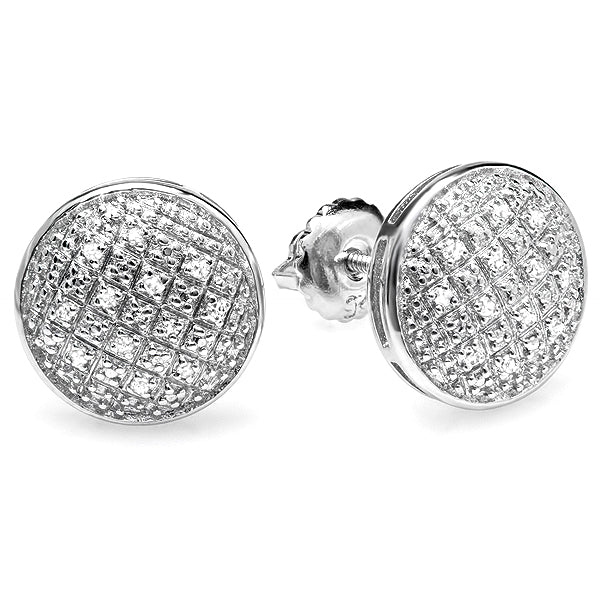 Diamond Stud Earrings in Platinum Plated Sterling Silver, 0.20 CT