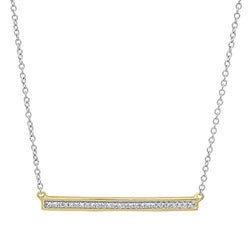 White Diamond Bar Pendant in 18K Yellow Gold, 0.12 CT