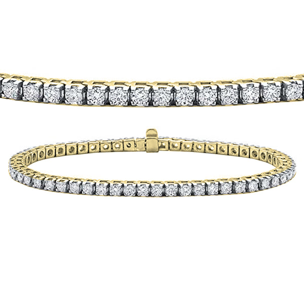 Round Lab Grown Diamond Ladies Tennis Bracelet in 10K Yellow Gold, 3 CT