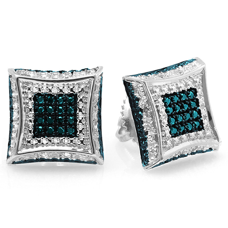 Blue & White Diamond Stud Earrings, 0.15 CT