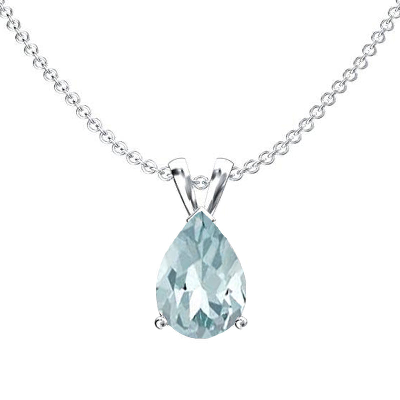 Aquamarine Solitaire Pendant, 1.50 CT