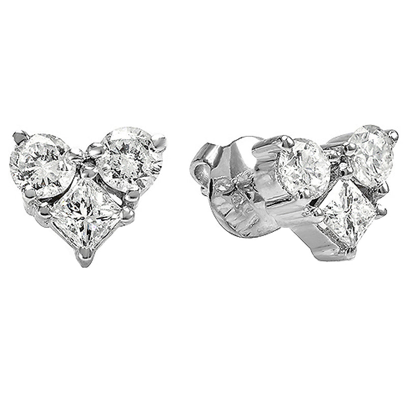 Diamond Heart Earrings in14K White Gold, 0.35