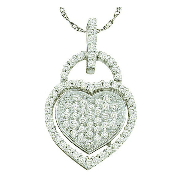 Heart Pendant in 10K White Gold, 0.25 CT