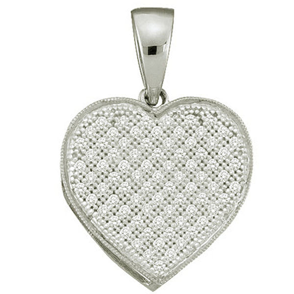 Heart Pendant in 10K White Gold, 0.05 CT