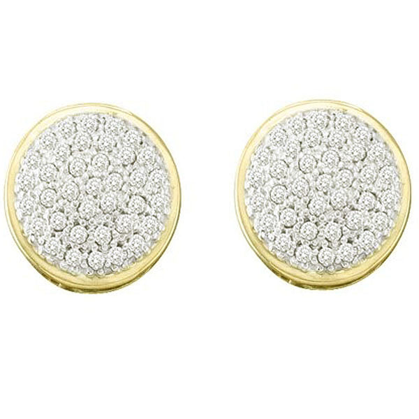 White Diamond Round Stud Earrings in 10K Yellow Gold, 0.20 CT