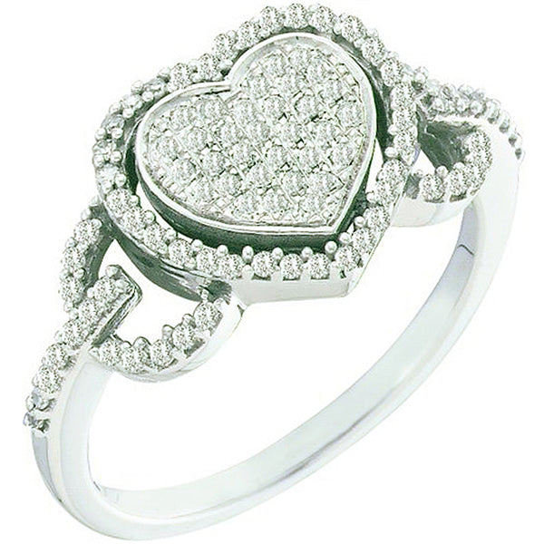 Brilliant White Diamond Ladies Promise Heart Engagement Ring in 10K White Gold, 1/3 CT