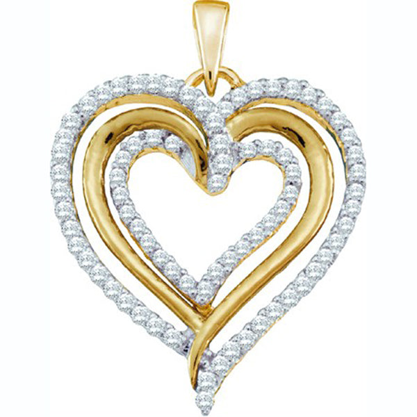 Diamond Heart Pendant in 10K Yellow Gold, 0.40 CT