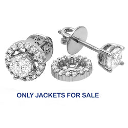 Round Diamond Stud Earrings in 14k White Gold with Removable Jackets, 1/4 CT