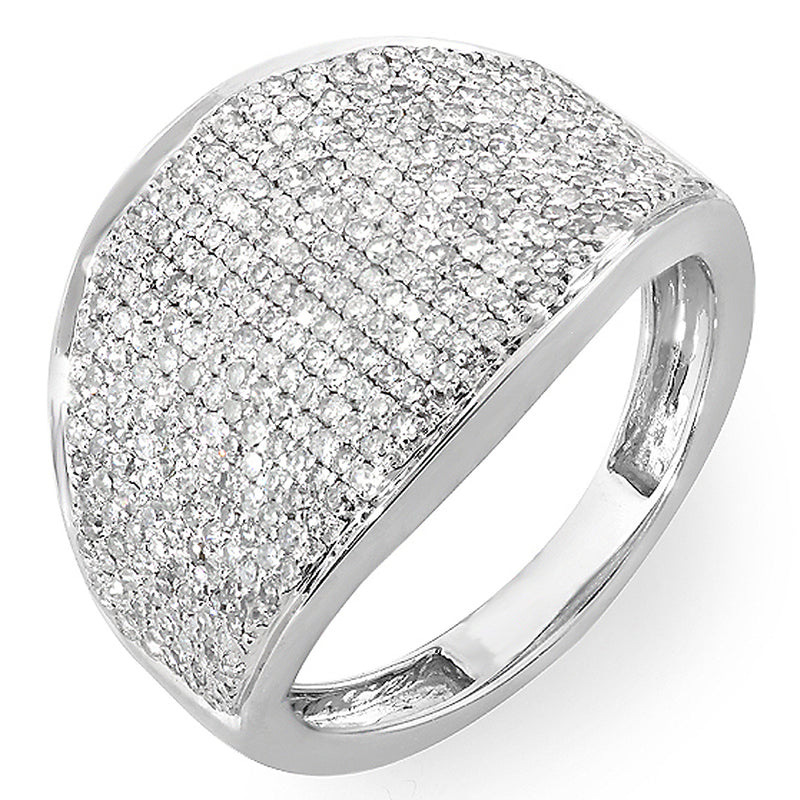 Cocktail Right Hand Ring in 14K White Gold, 1 1/4 CT