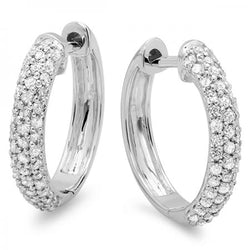 Round Diamond Hoop Earrings in 10K White Gold, 0.50 CT