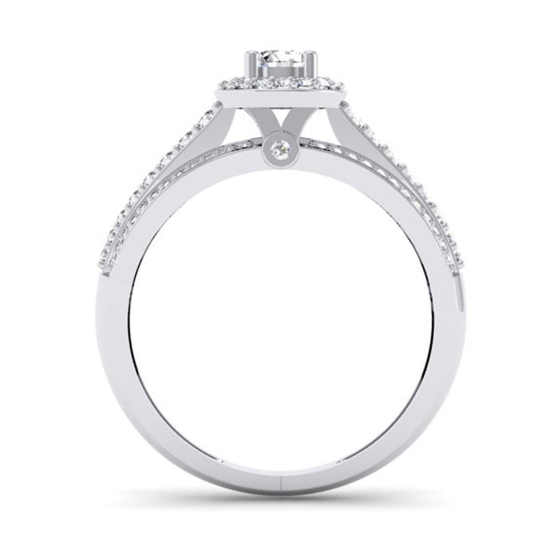 Round Cut Diamond Engagement Ring in 18K White Gold, 0.75 CT