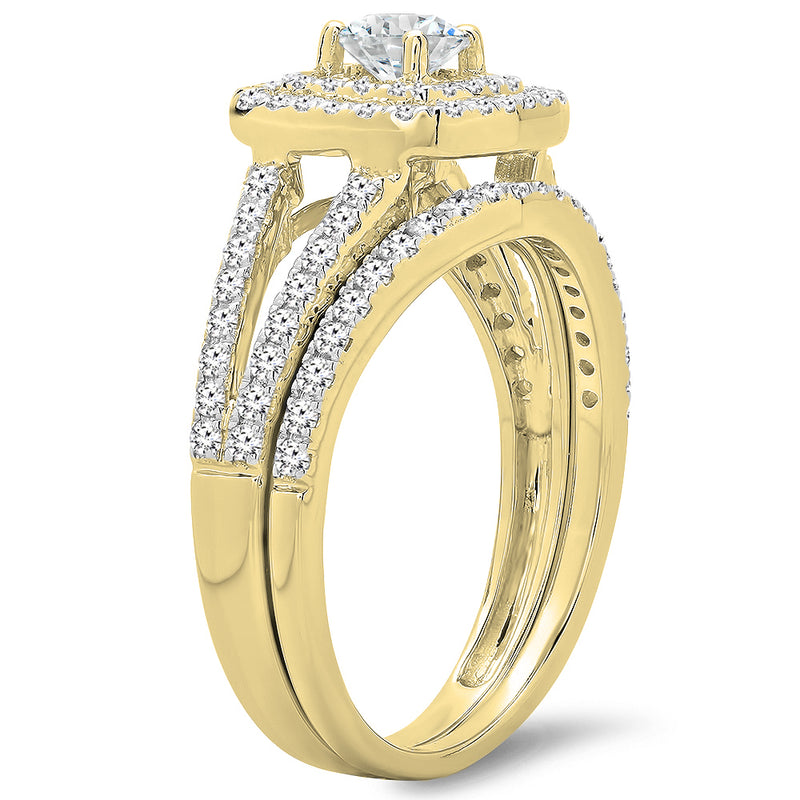 Diamond Engagement Ring Band Set in 14K Yellow Gold, 1 CT