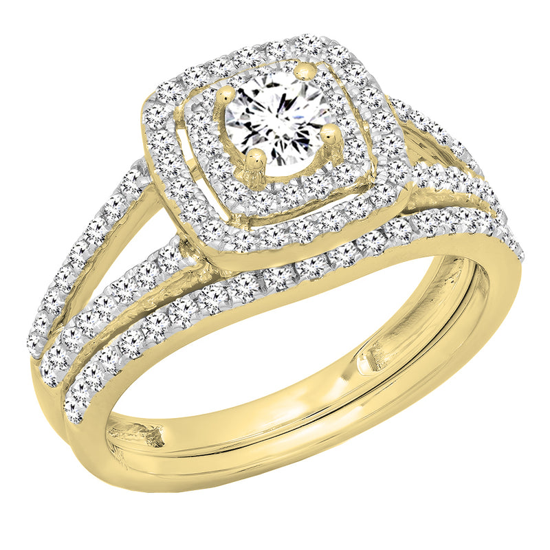 Diamond Engagement Ring Band Set in 14K Yellow Gold, 1 CT