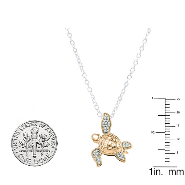 Diamond Sea Turtle in 14K Rose Gold, 0.12 CT