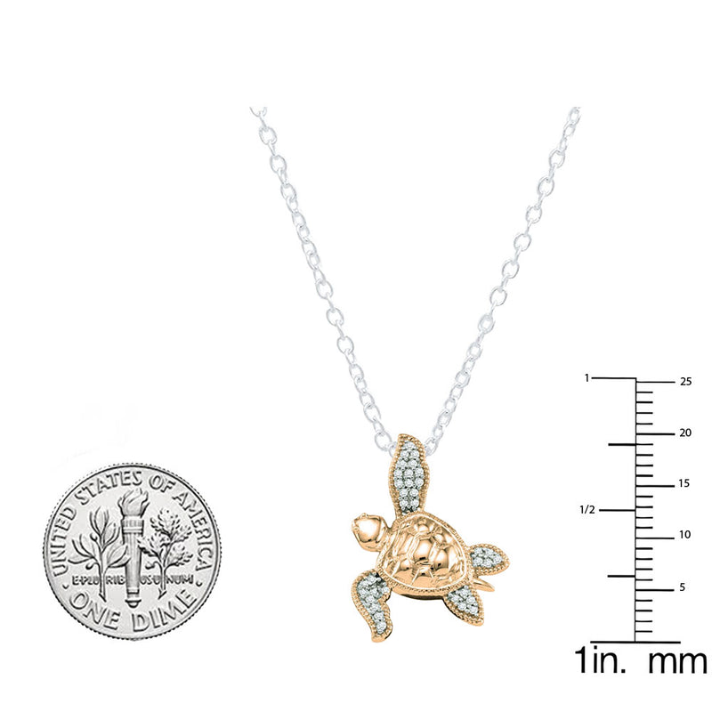 Diamond Sea Turtle in 14K Rose Gold, 0.12 CT