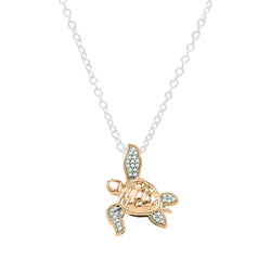 Diamond Sea Turtle in 14K Rose Gold, 0.12 CT