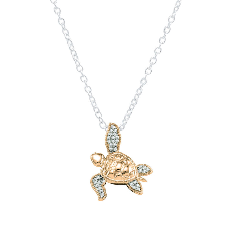 Diamond Sea Turtle in 14K Rose Gold, 0.12 CT