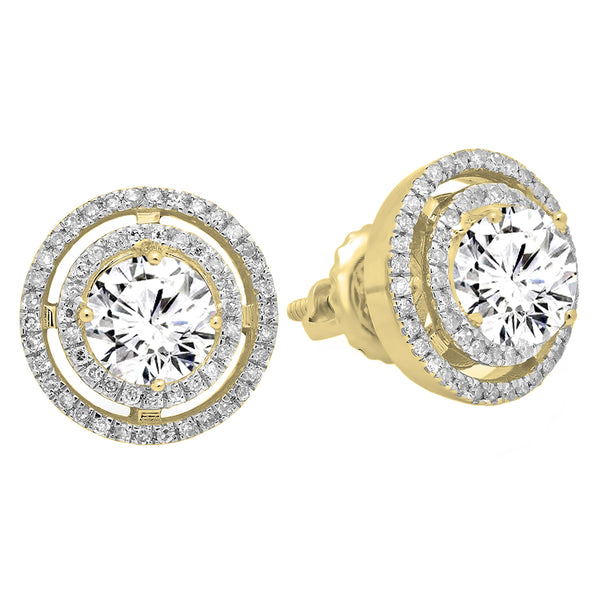 Diamond Stud Earrings in 18K Yellow Gold, 1.17 CT