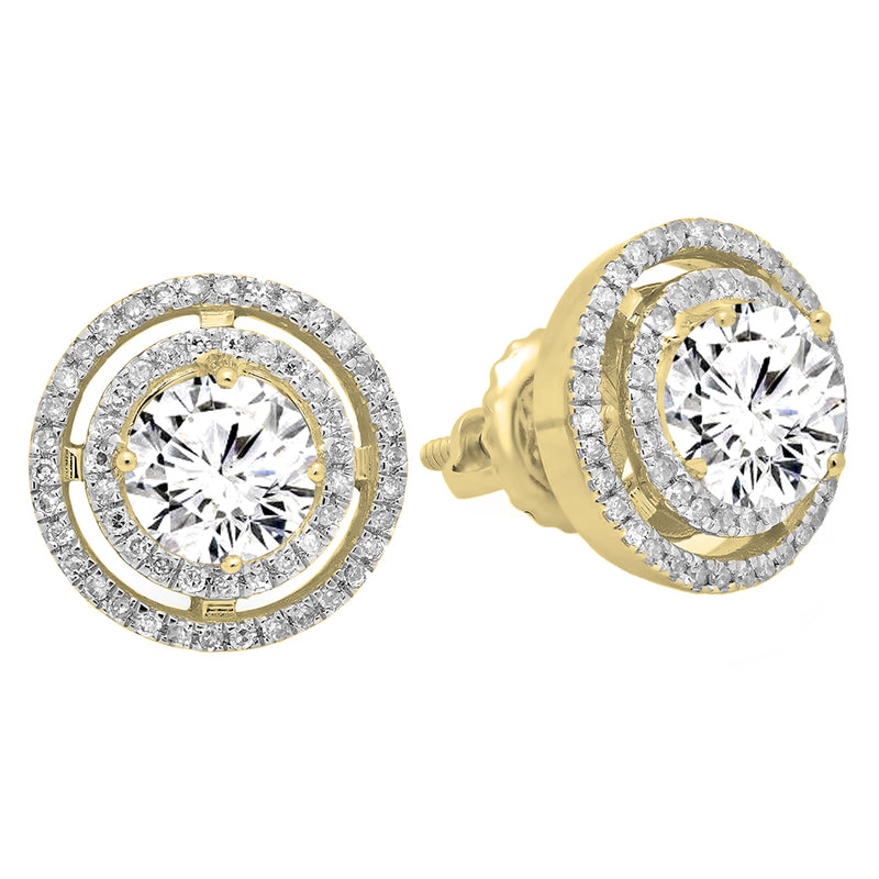 Diamond Stud Earrings in 18K Yellow Gold, 1.17 CT