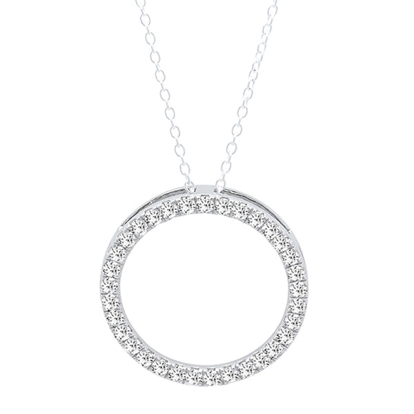 White Diamond Pendant in 18K White Gold, 0.50 CT