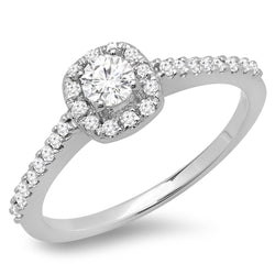 Engagement Ring in 18K White Gold, 1/2 CT