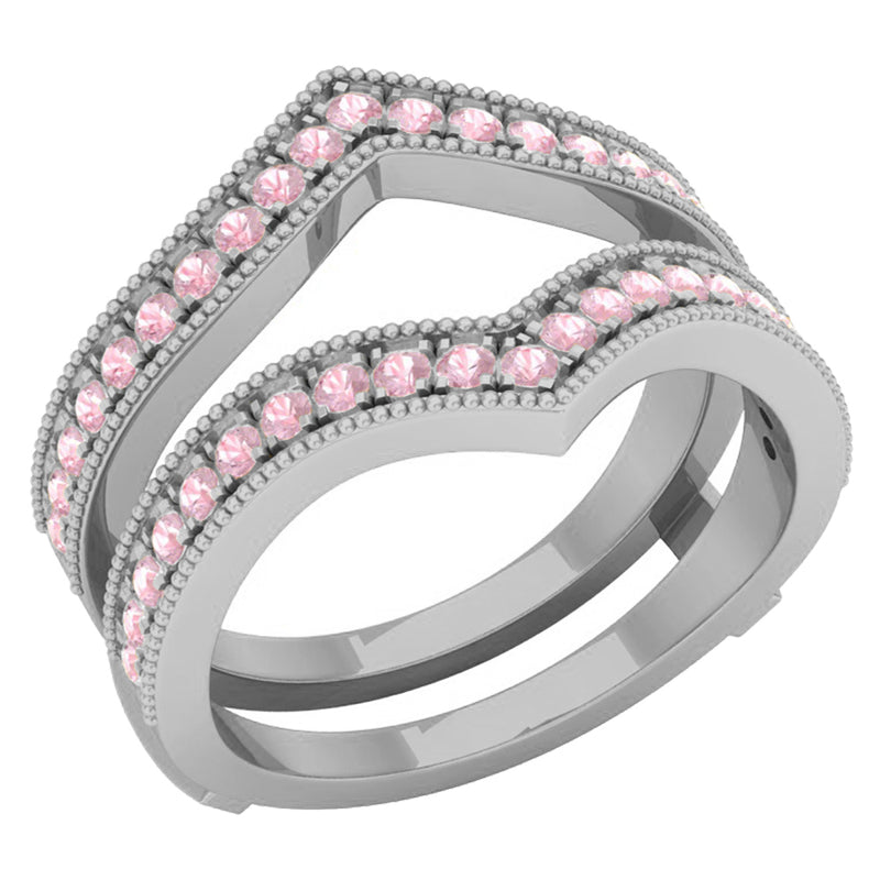 Pink Sapphire Wedding Band Ring, 3/4 CT