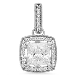 White Cubic Zirconia Drop Pendant in 10K White Gold, 4.95 CT