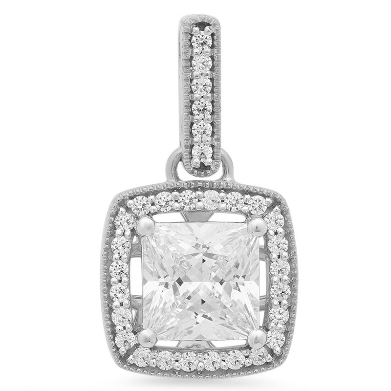 White Cubic Zirconia Drop Pendant in 10K White Gold, 4.95 CT