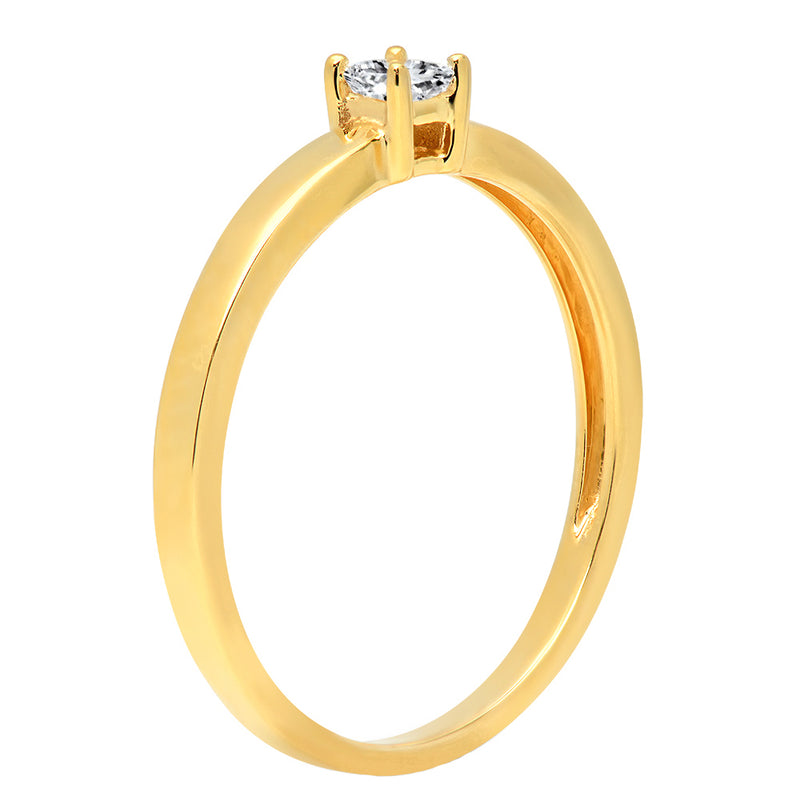 Princess Cut Diamond Solitaire Engagement Ring in 18K Yellow Gold, 1/10 CT