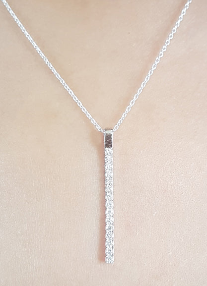 Diamond Bar Pendant in 14K White Gold, 0.45 CT