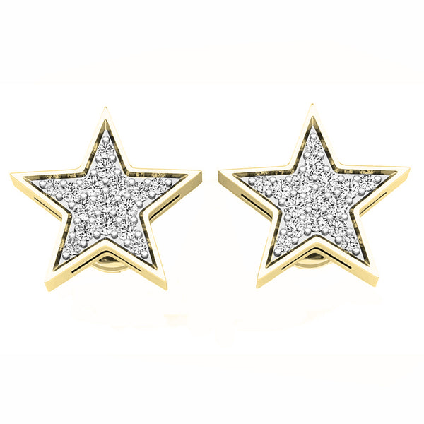 Star Stud Earrings in 18K Yellow Gold, 0.20 CT