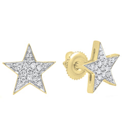 Star Stud Earrings in 18K Yellow Gold, 0.20 CT