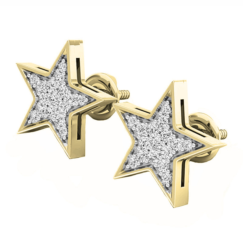 Star Stud Earrings in 18K Yellow Gold, 0.20 CT