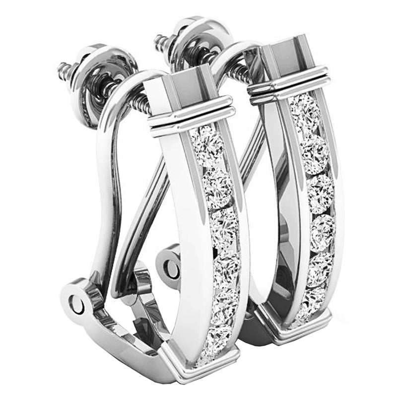 White Diamond Hoop Earrings in 10K White Gold, 0.50 CT