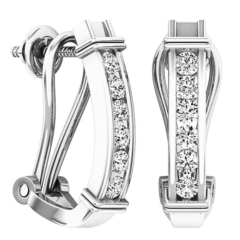 White Diamond Hoop Earrings in 10K White Gold, 0.50 CT