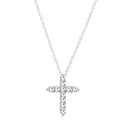 Round Diamond Cross Pendant in 18K Yellow Gold, 0.95 CT