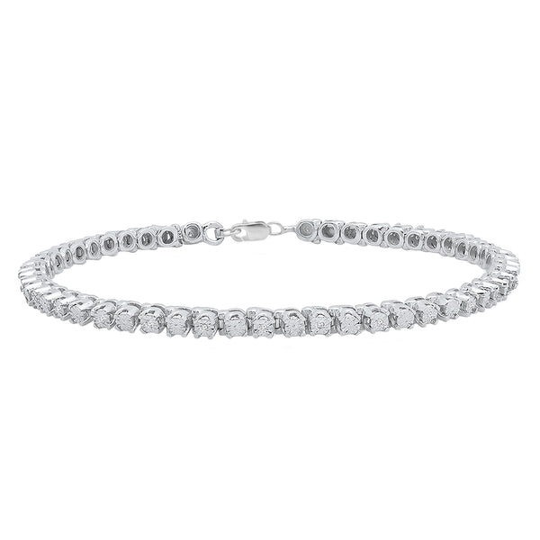 Round Cut White Diamond Ladies Tennis Bracelet, 1/10 CT