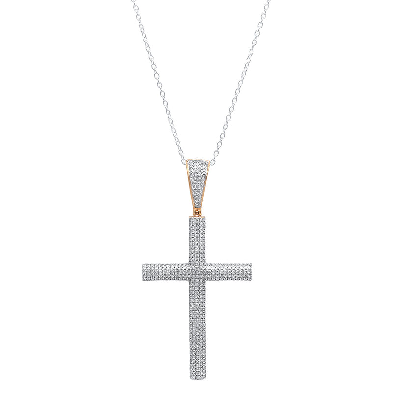 Diamond Cross Pendant in 18K Yellow Gold, 1.15 CT