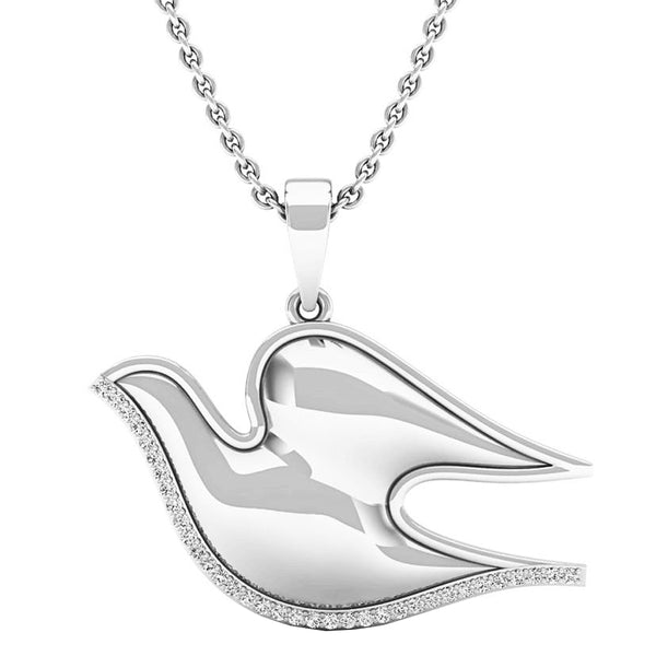 White Diamond Ladies Dove Pendant, 0.11 CT