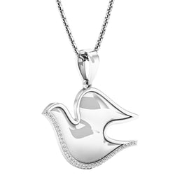 White Diamond Ladies Dove Pendant, 0.11 CT