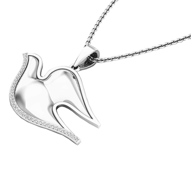 White Diamond Ladies Dove Pendant, 0.11 CT