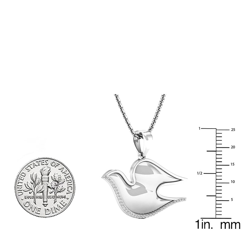 White Diamond Ladies Dove Pendant, 0.11 CT