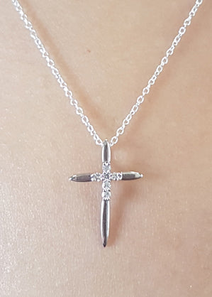 Diamond Cross Pendant in 10K White Gold, 0.10 CT