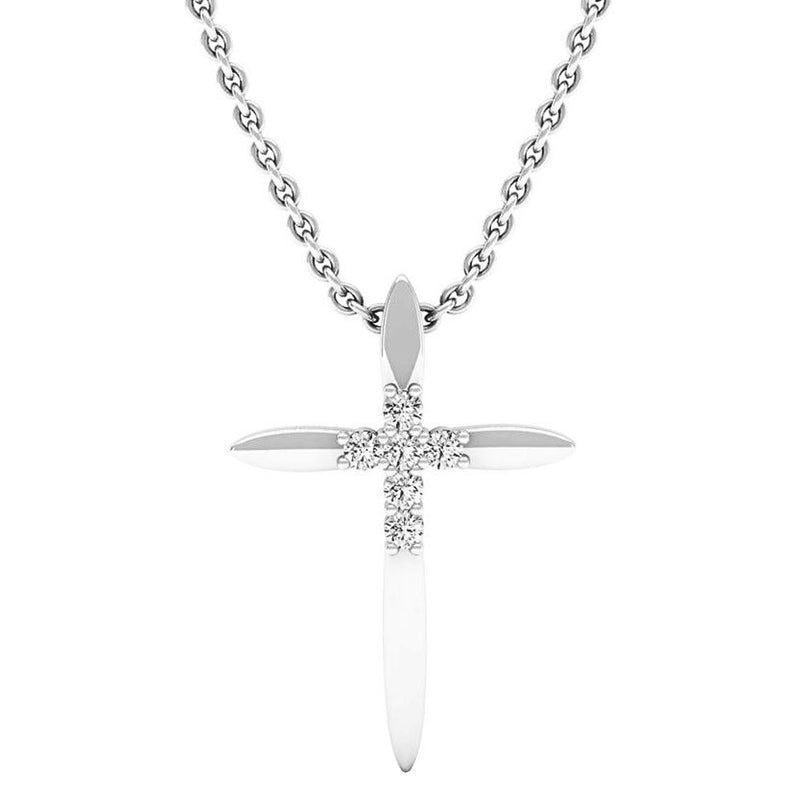 Diamond Cross Pendant in 10K White Gold, 0.10 CT