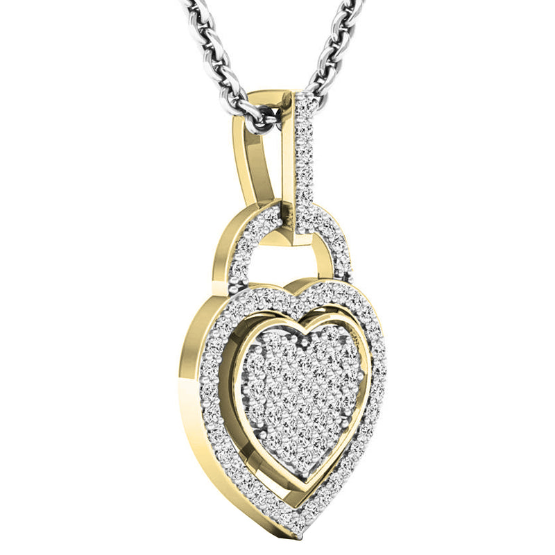 Diamond Heart Pendant in 18K Yellow Gold, 1/4 CT