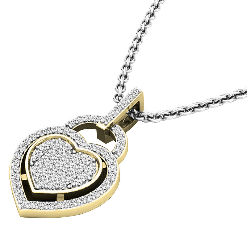 Diamond Heart Pendant in 18K Yellow Gold, 1/4 CT