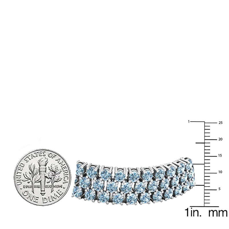 Round Aquamarine Tennis Bracelet in Sterling Silver