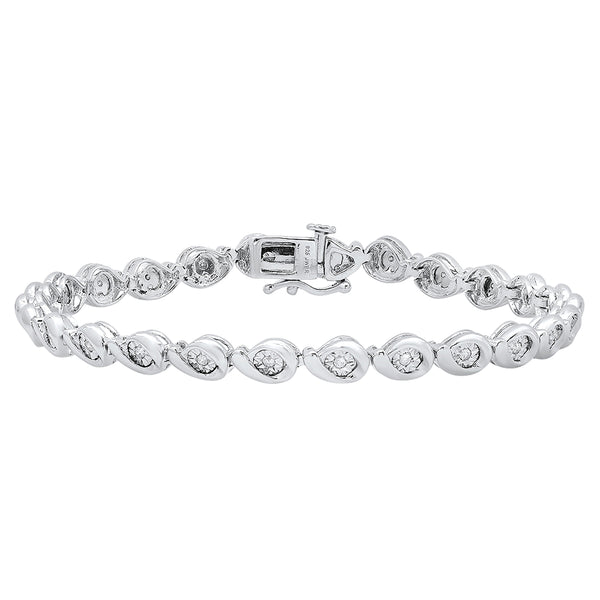 White Diamond Bezel Bracelet, 1/4 CT