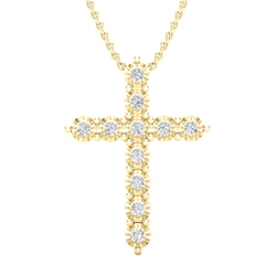 Cross Pendant in 14K Yellow Gold, 1/2 CT (Gold Chain Included)